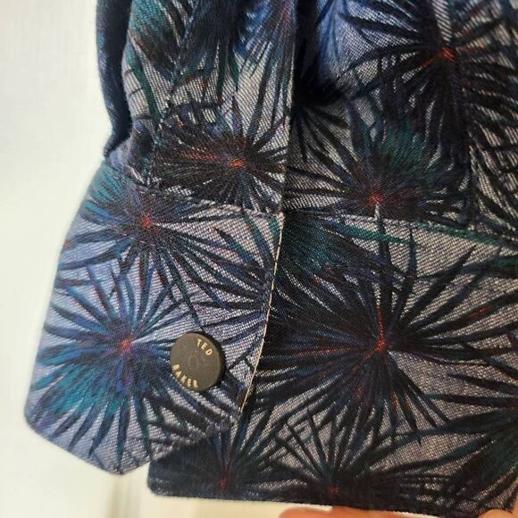 Ted Baker London Men's blue button up palm pattern blue shirt 5 (XL) - Picture 5 of 7